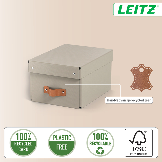 box, opslag, leer, handvat, kartonachtig, gerecycled, eco-vriendelijk, doos met deksel, bruine handgrepen