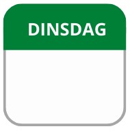 Labellord PL Daglabel Etiket Dinsdag 25x25 mm Flush 1000st