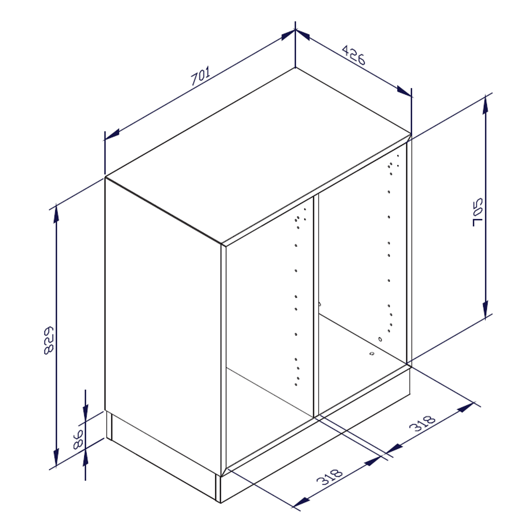 qickly® kast, 2 ordnerhoogtes, 2 deuren - B/H/D: 70,1x74,3x42,6 cm
