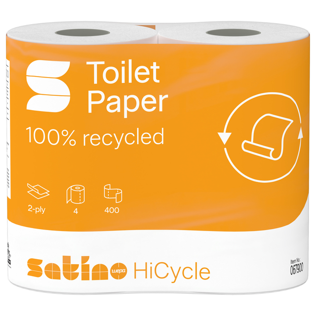 toiletpapier, tweelaags, gerecycled, rollen, 400 vellen