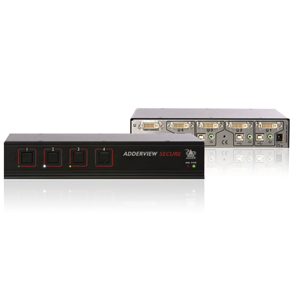 
Adder Secure KVM Switch with USB, DVI EAL4+ and EAL2+ Accredited 4 poorts
      
