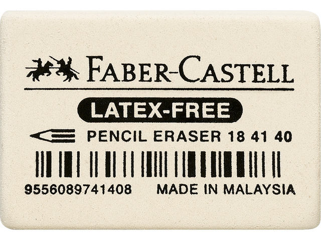 puntenkopper, latex-vrij, Faber-Castell, gemaakt in Maleisië, streepjescode
