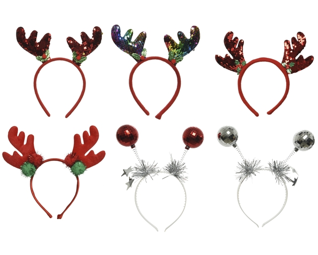 kerstdiadeem, rendiergewei, paillettendecoratie, discohoofdband, kerstaccessoire