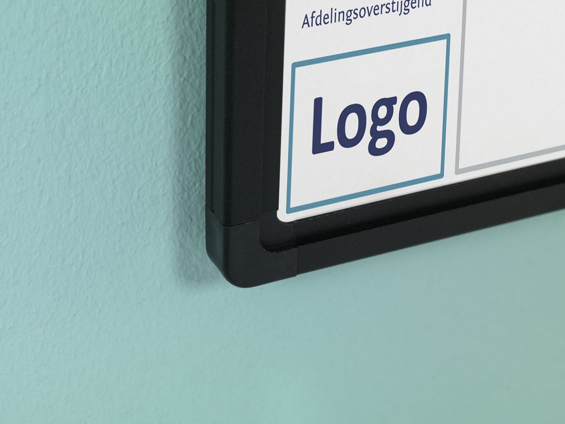Bedrukt whitebord, zwart Softline profiel 8mm - 90x180 cm