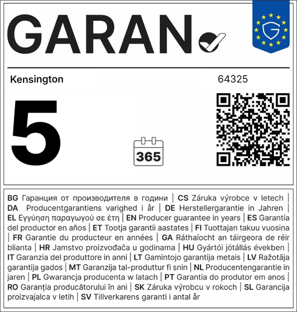 no key visual left, garantia label, kingsinton 5, 365 calendar, qr code