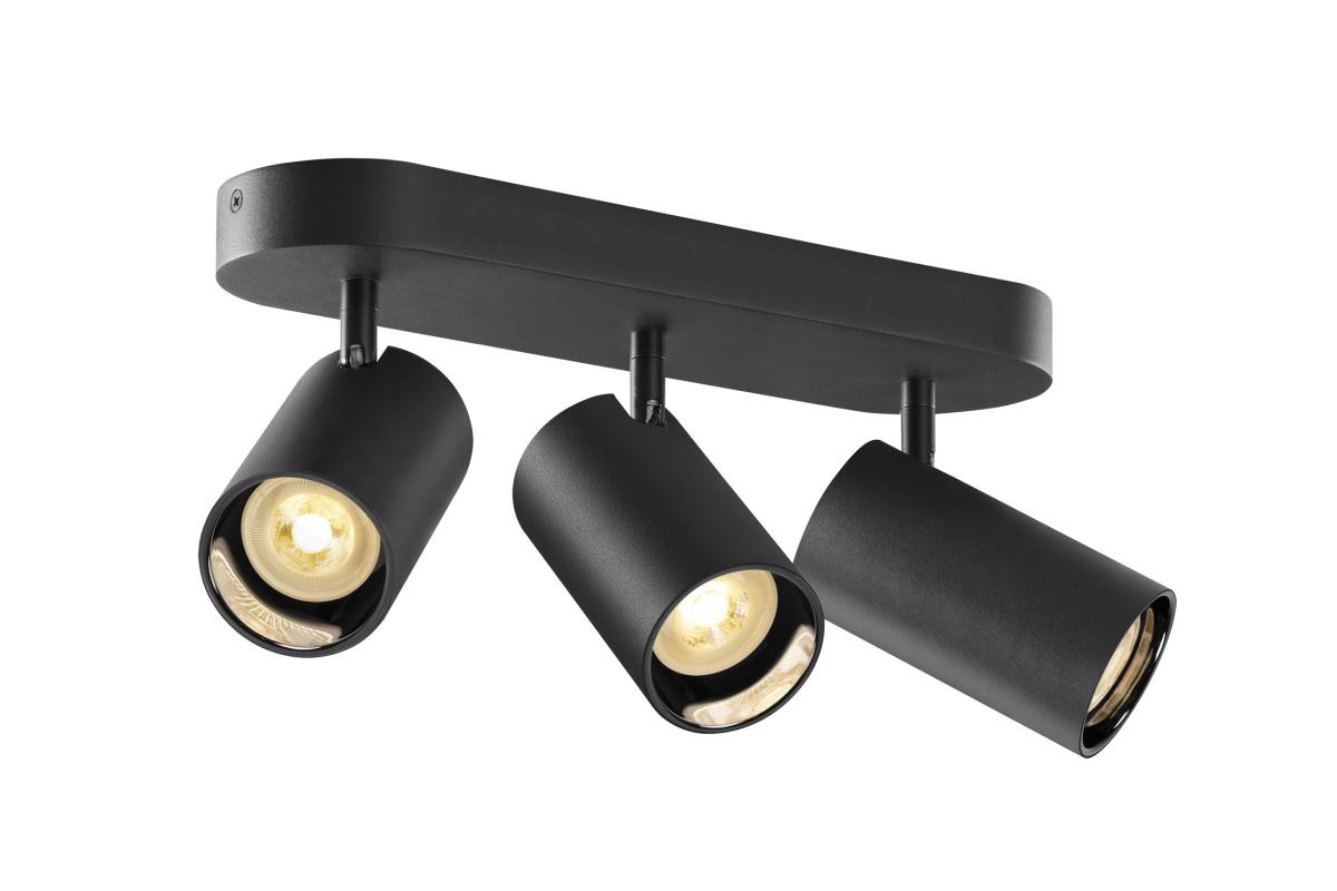 spotlights, track lighting, zwart, drie kop, cilinder