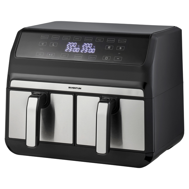 fryerstair, airfryer, dual-clip, digital-display, black-silver, Inventum