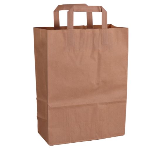 Draagtas papier 26x12x35cm bruin effen doos 250st