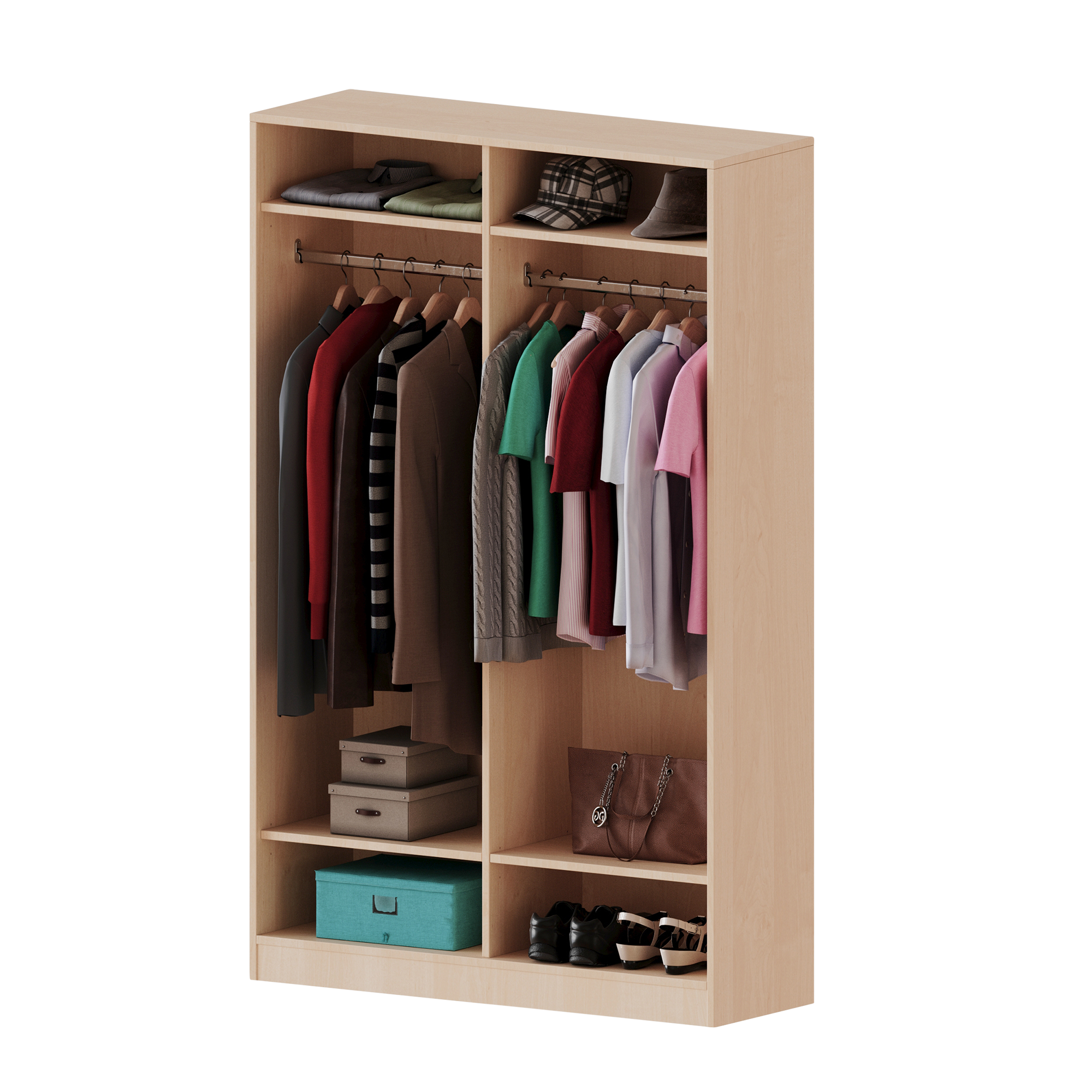 Garderobekast, 5 maphoogtes - Serie evo180