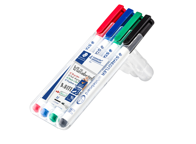 Whiteboardmarker Staedtler 301 rond assorti 1mm 4stuks