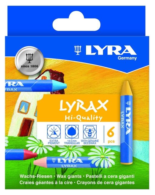 Waskrijt LYRA Lyrax Wax Giants set à 6 kleuren