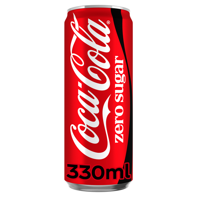 cola, blik, 330ml, rood, zero suiker