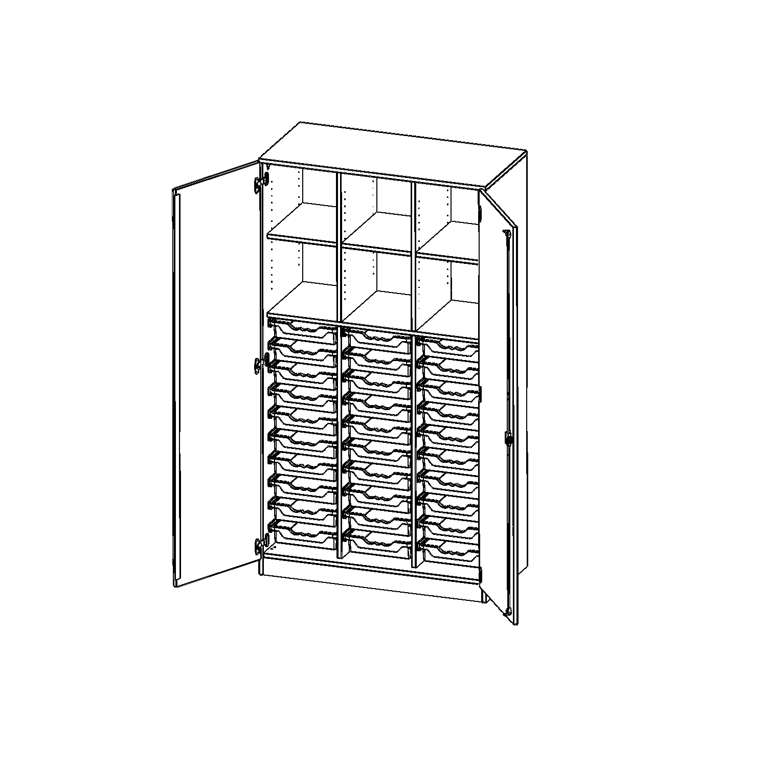 ErgoTray kast, drie rijen, 5 ordnerhoogtes - evo180 serie
