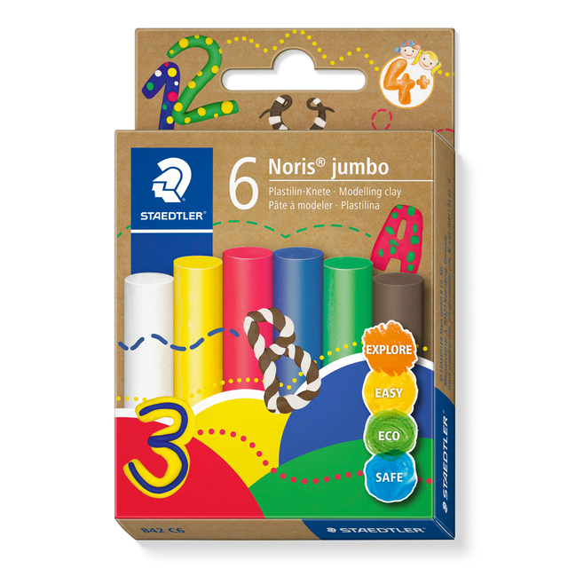 klei-klei-clay, modelleer-klei, verf-kleuren, groei-klassiek, set-noris-jumbo