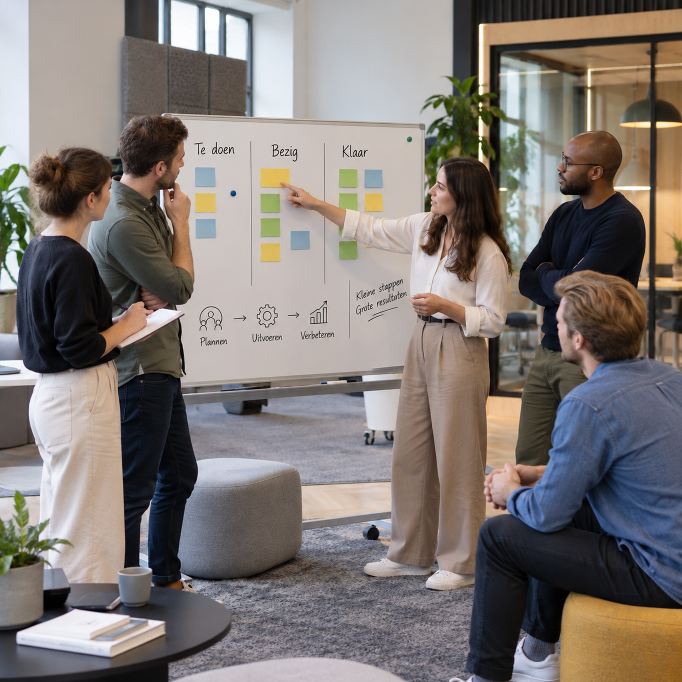 kantoor, board, vergadering, post-its, team
