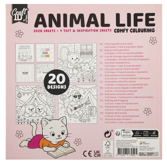 Kleurboek Craft ID Cute & Comfy 20c20cm 4 stuks assorti