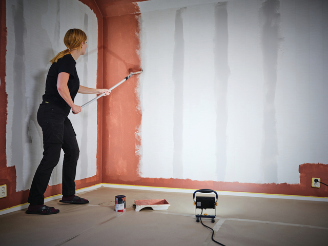 schilderwerk, wandverf, paint roller, interieur, verfspuiter