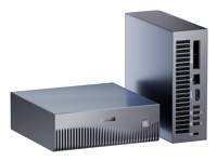 compacte computer, metalen behuizing, grijs, ventilatierooster