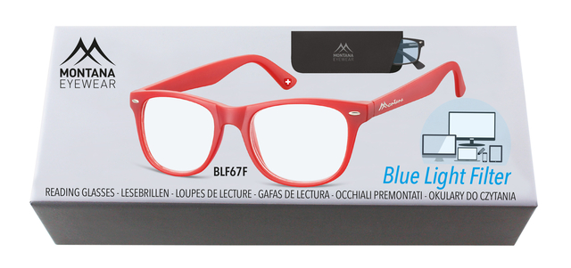 Leesbril Montana blue light filter +3.00 dpt rood