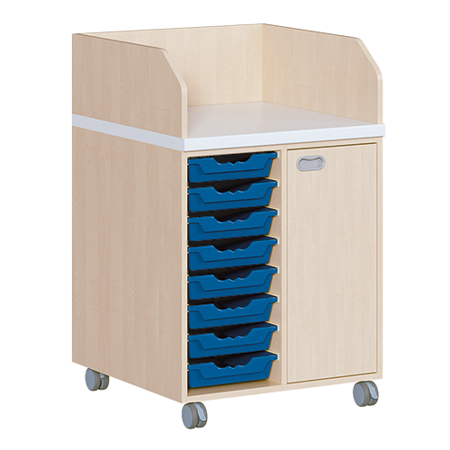 Commode, twee rijen, verrijdbaar