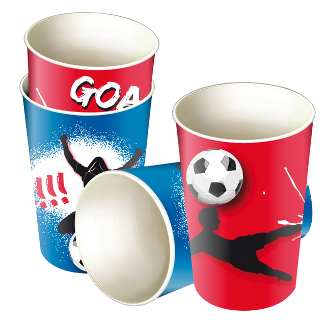 bekers, papieren bekers, voetbal ontwerp, sportieve bekers, soccer thema