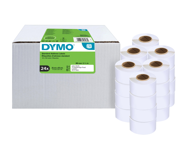 Etiket Dymo LabelWriter adressering 28x89mm 24 rollen á 130 stuks wit