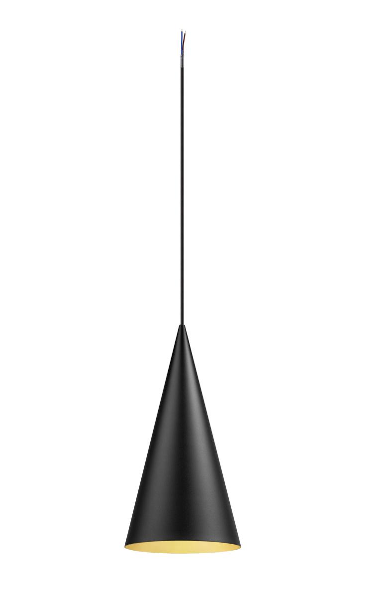 hanglamp, pendel, designlamp, kegelvorm, zwart-goud