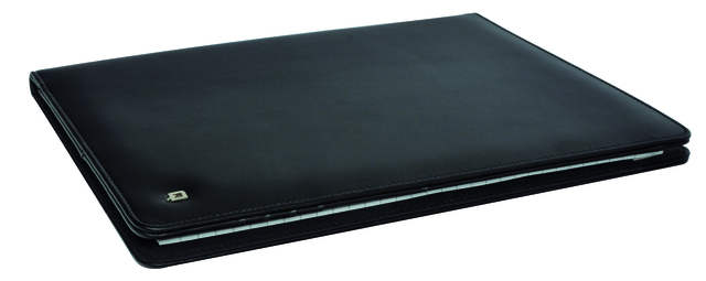 laptop sleeve, black leather, zippered, thin case, padded