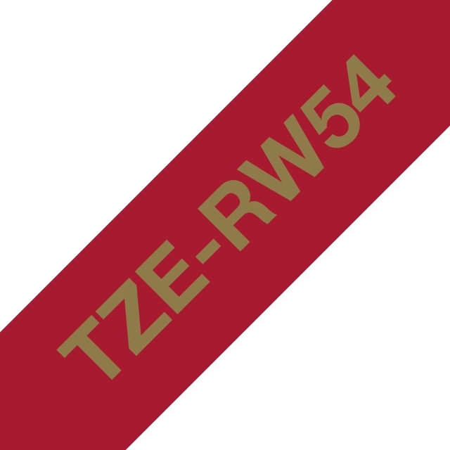 diagonal red stripe, text label, TZE-RW54, red band, slanted banner