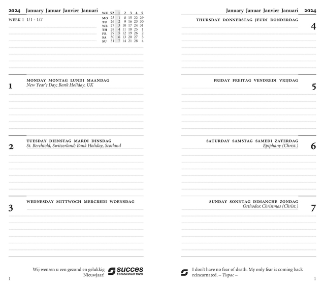 Calendarium 2027 Succes Standard 7dagen/2pagina's