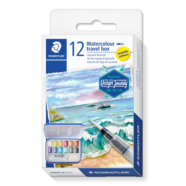 waterverf, reisdoos, 12 kleuren, waterverfset, kleuren