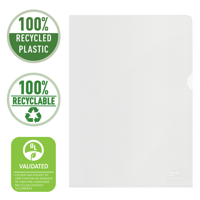 100% recycled plastic, recyclable, folder, pocket, pp