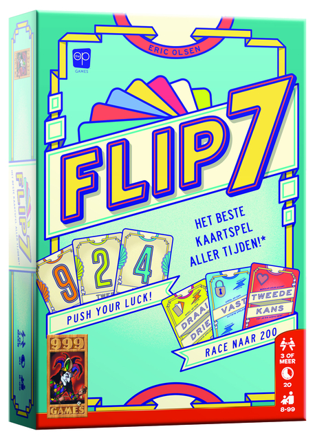 kaarten, bordspel, flip7, gekleurde verpakking, speelgoed