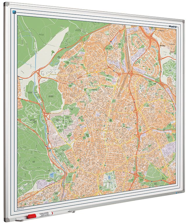 Landkaart whiteboard Softline profiel 8mm, Madrid - 110x110 cm