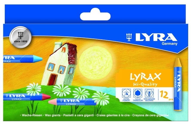 Waskrijt LYRA Lyrax Wax Giants set à 12 kleuren