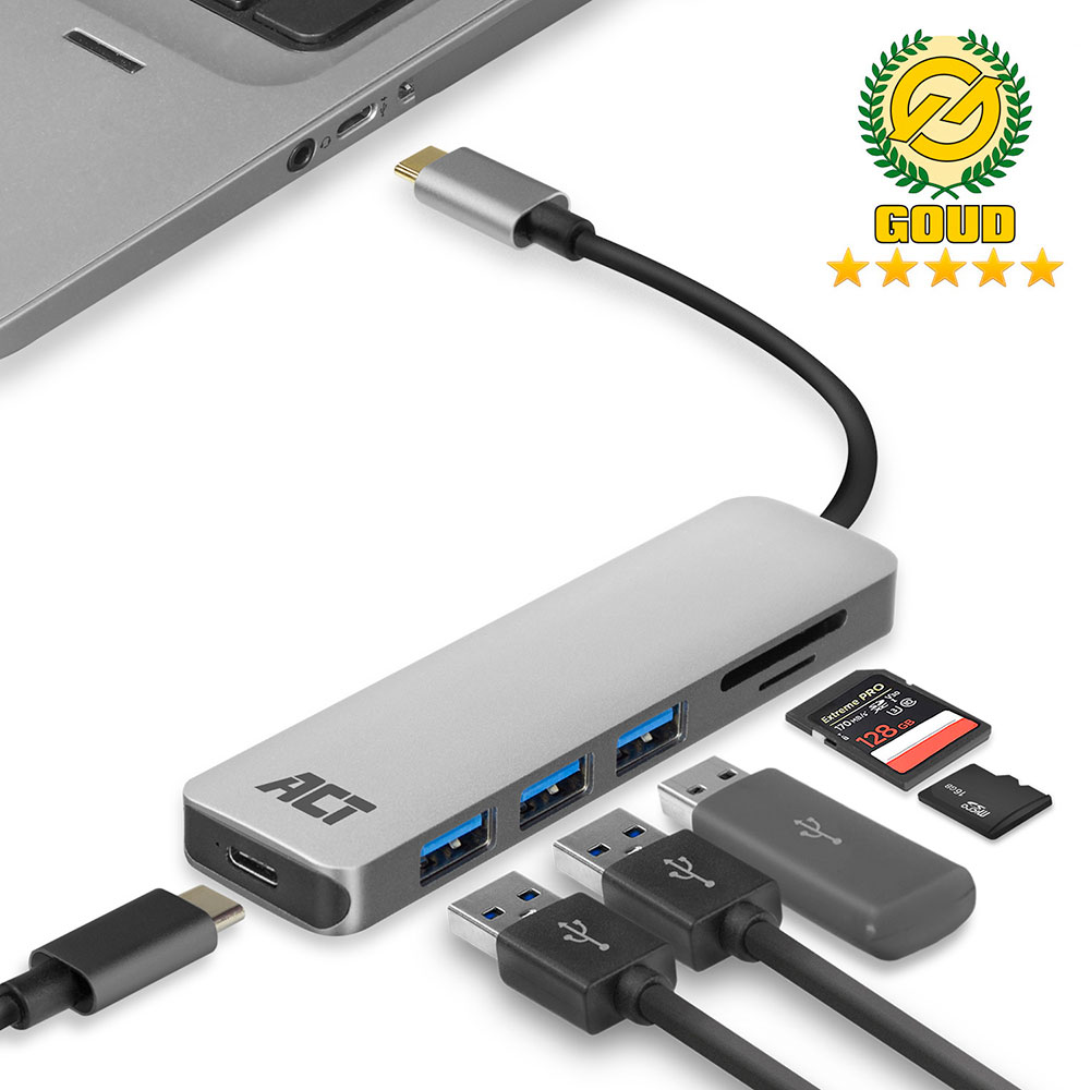 
ACT USB-C hub 3.0, 3x USB-A, cardreader, PD pass-through
      