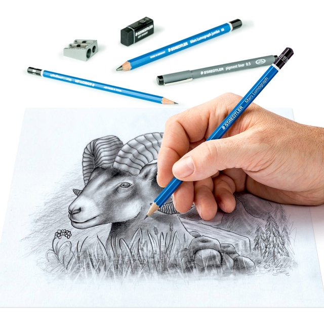 potlood, tekenen, schaduw, ram, tekening