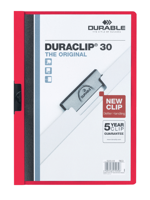 Klemmap Durable Duraclip A4 3mm 30 vellen rood