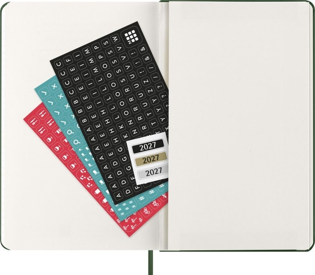 toetsenbord, planner, sticky-tabs, notitieboek, kleurbanden