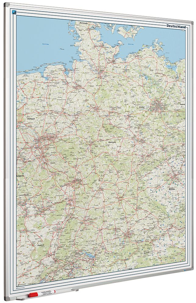 Landkaart whiteboard Softline profiel 8mm, Duitsland Wegenkaart - 120x90 cm