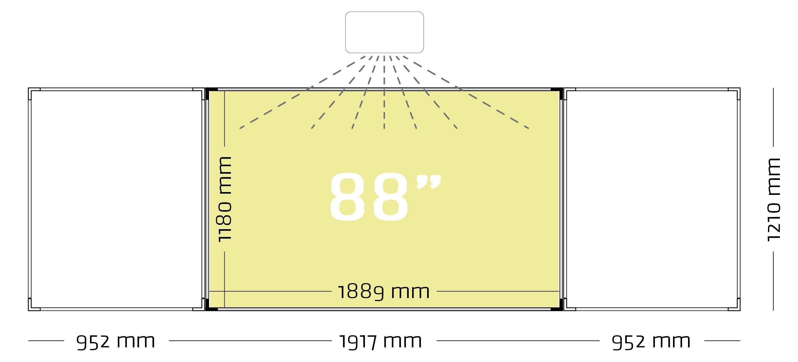 Vijfvlaks projectiebord (16:10) ExtraFlat, Low Gloss - 120x192 cm, 88" 