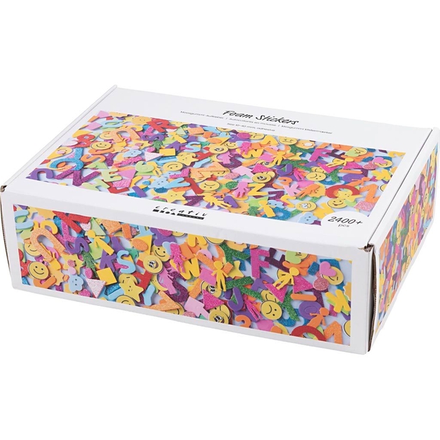 confetti, stickers, emoji, kleurig, doos