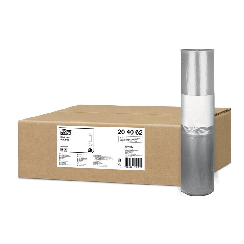 Tork Afvalzak B1 50ltr transparant doos 10x25st