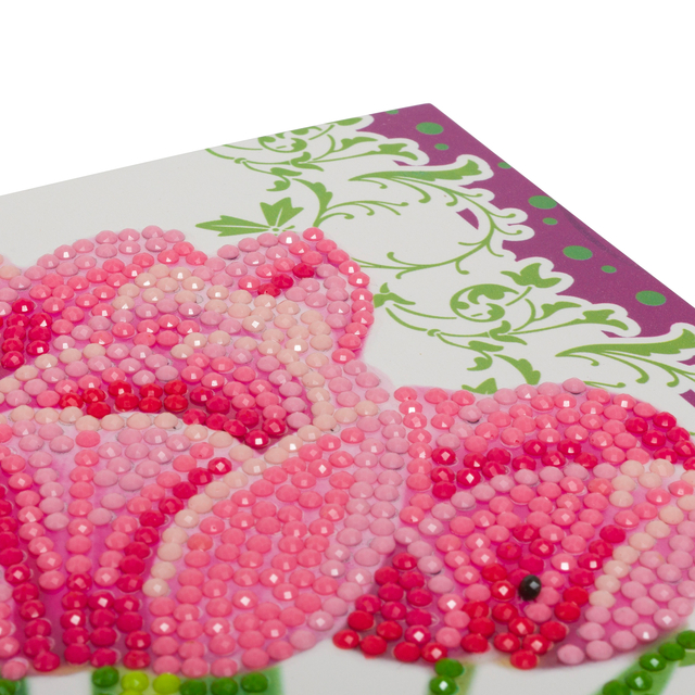 Diamondpainting Crystal Art Kaart roze tulpen 11x22cm