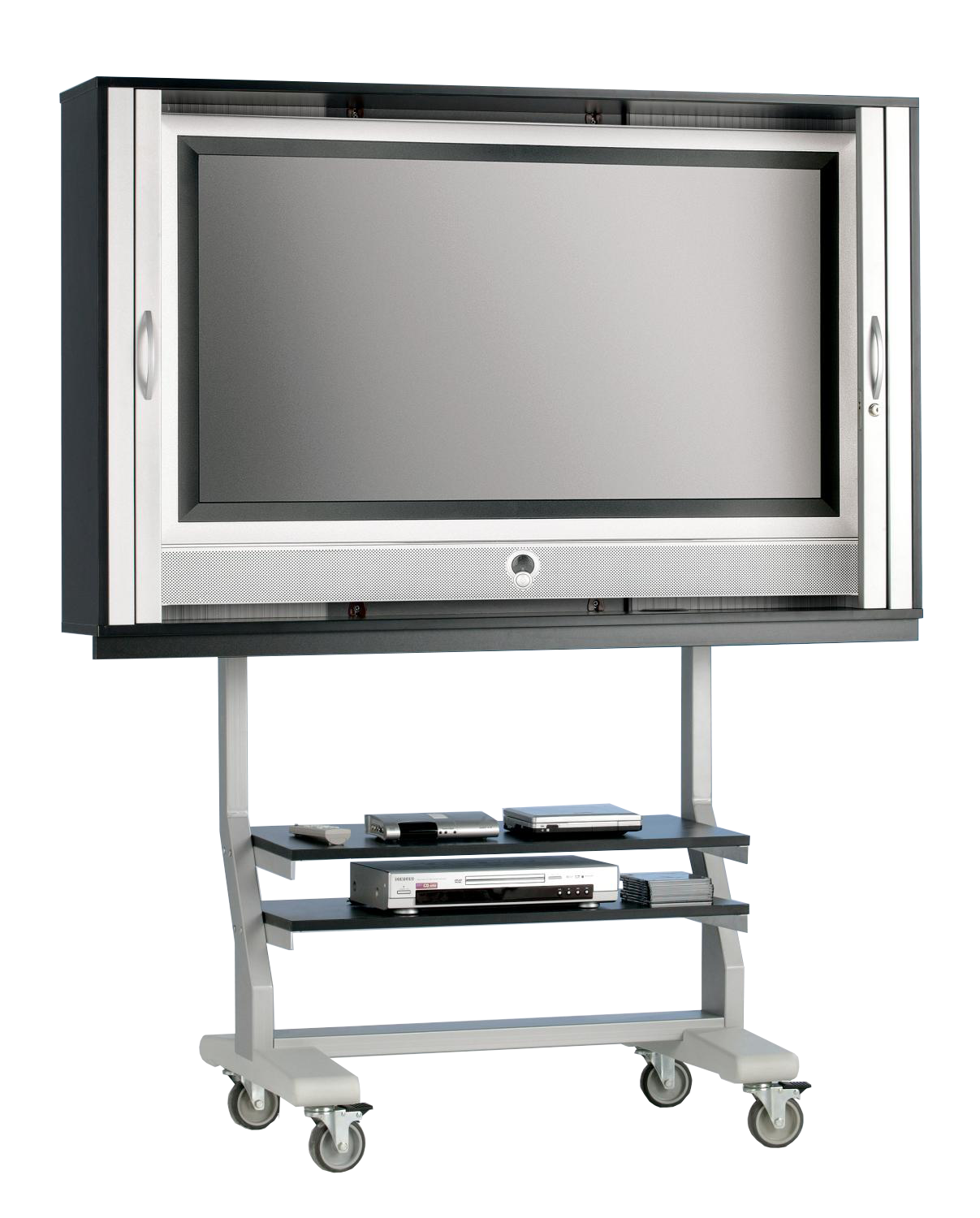 Tv-trolley, tv-rek voor televisies tot 55 inch, 130 x 92 cm, met 2 vaste planken