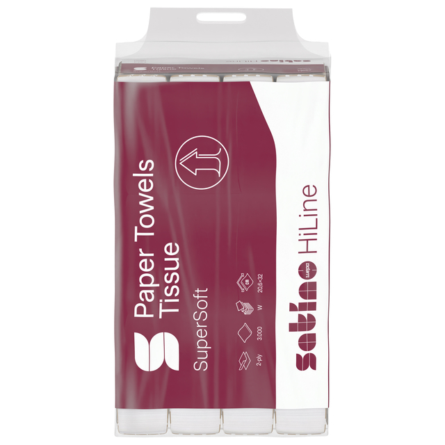 Handdoek Satino PT2 HiLine w-vouw 2-laags 206x320mm 25x120 vel wit 276600