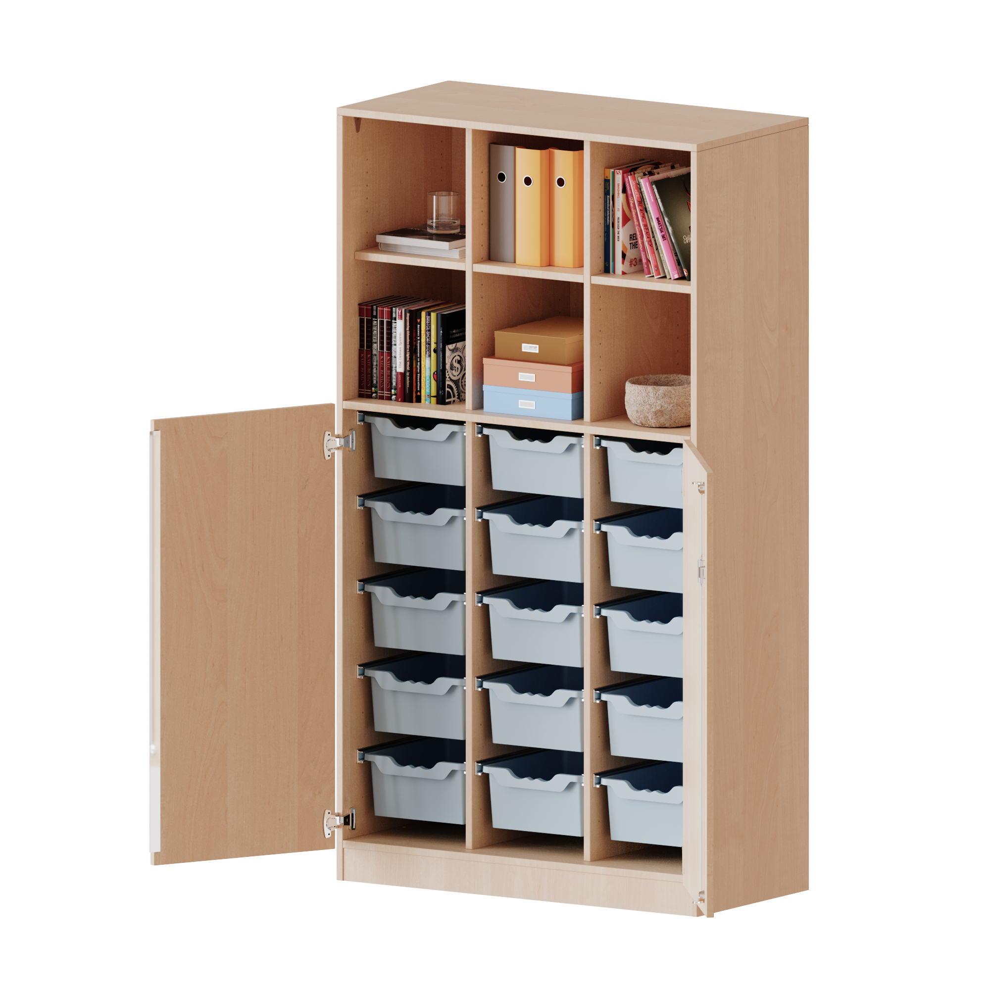 ErgoTray combikast, drie rijen, 5 ordnerhoogtes - evo180 serie