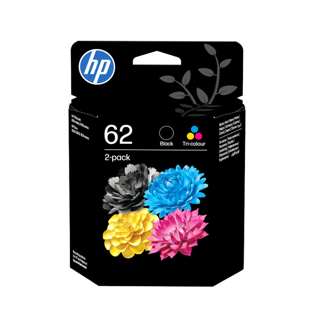 inktcartridge, HP, 62, 2-pack, tri-color