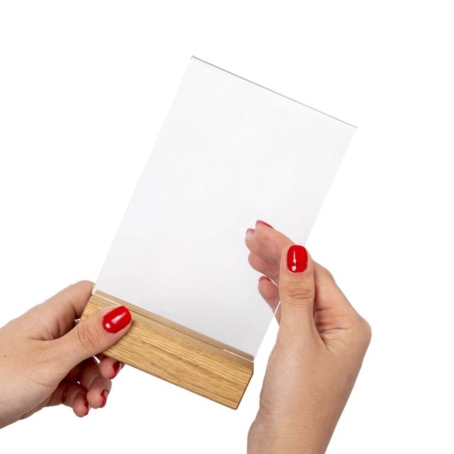 Menukaarthouder IEZZY T tafeldisplay A6 hout