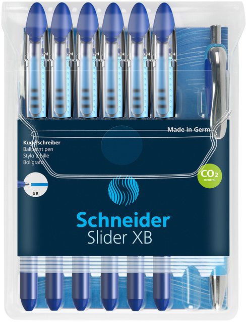 Rollerpen Schneider Slider Basic extra breed blauw met 1 balpen Rave gratis